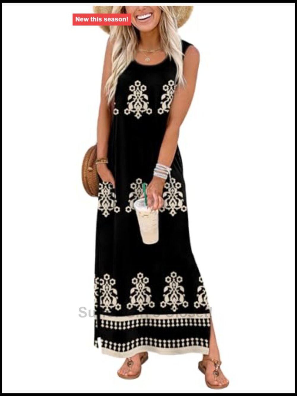 Maxi Dress Summer Sleeveless Sundress with Pockets Boho Loose Fit - Picture 2 of 5